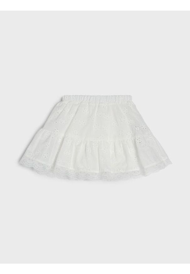 Sinsay - Ażurowa spódnica z ozdobną koronką - biały. Kolor: biały. Materiał: koronka. Wzór: ażurowy, koronka