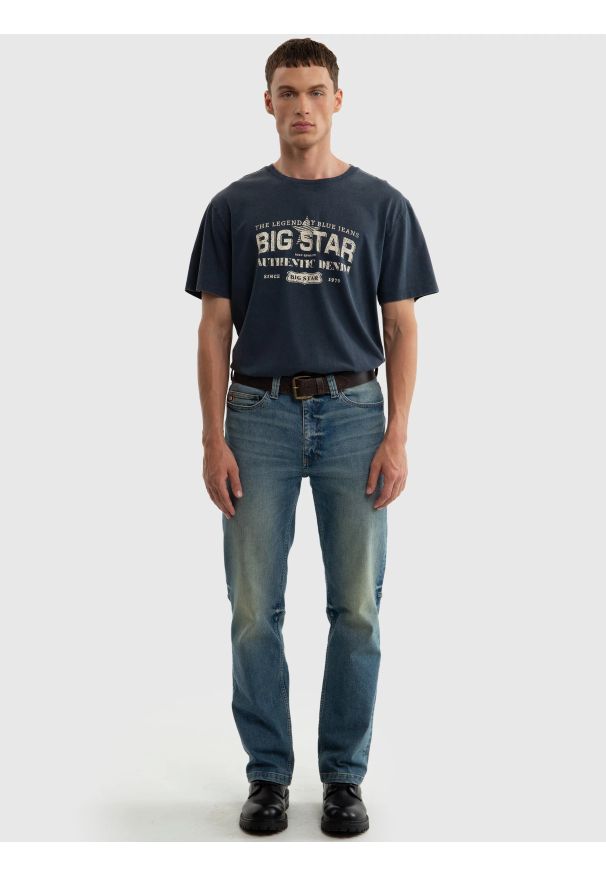 Big-Star - Jeansy męskie z przetarciami niebieskie Colt Workwear 374. Kolor: niebieski. Sezon: zima, jesień. Styl: retro