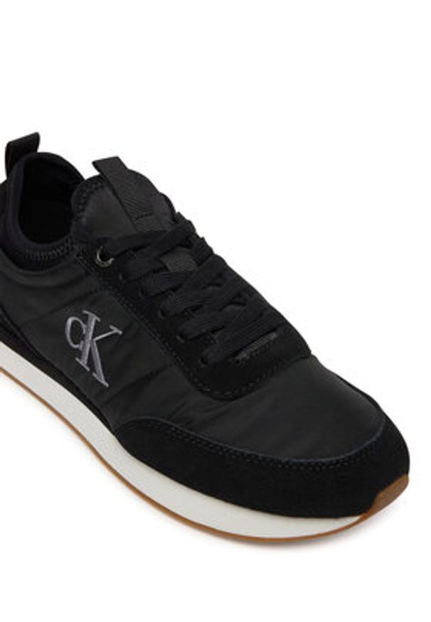 Calvin Klein Sneakersy Retro Runner Sock Laceup Mix Mat YW0YW02060 Czarny. Kolor: czarny. Materiał: materiał