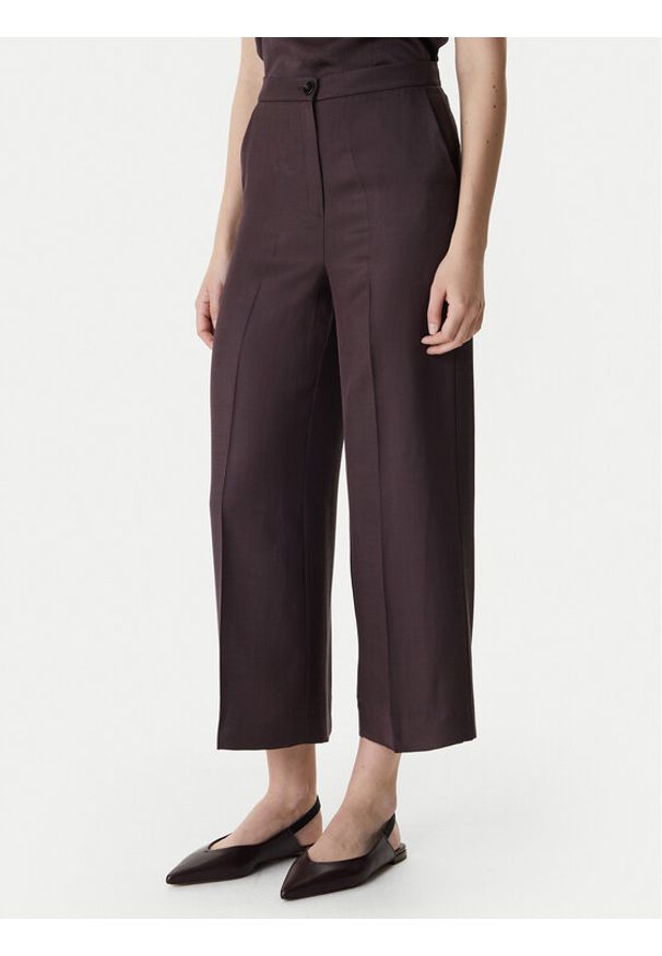 Marella Spodnie materiałowe Alcuno 2615131041 Brązowy Straight Fit. Kolor: brązowy. Materiał: wiskoza