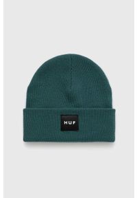 HUF czapka kolor zielony z cienkiej dzianiny. Kolor: zielony. Materiał: dzianina