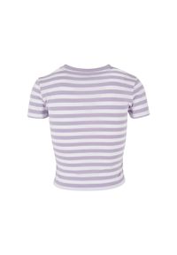 Urban Classics - T-shirt Damski W Paski Krótka. Kolor: biały, wielokolorowy, różowy, fioletowy. Długość: krótkie. Wzór: paski