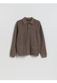 Reserved - Bawełniany kardigan - ciemnobrązowy. Kolor: brązowy. Materiał: bawełna #1
