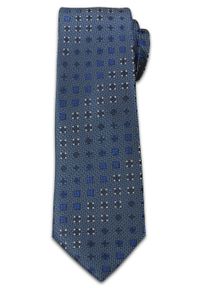 Stylowy Krawat Męski - Motyw Geometryczny - Chattier - 6,5 cm, Ciemny Niebieski. Kolor: wielokolorowy. Materiał: tkanina. Wzór: geometria. Styl: elegancki #1