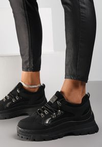 Renee - Czarne Sneakersy Olitheme. Okazja: na co dzień. Kolor: czarny. Materiał: materiał. Szerokość cholewki: normalna #4