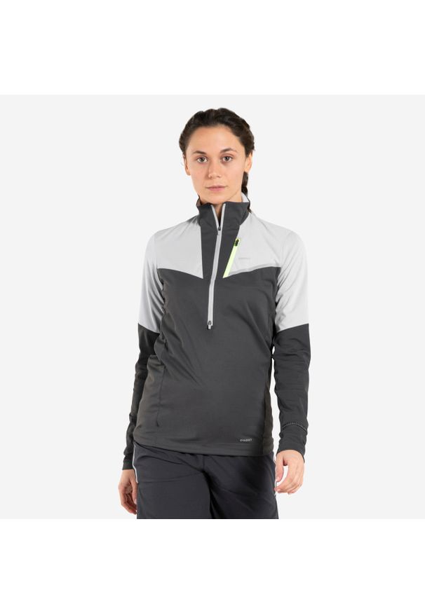 EVADICT - Bluza do biegania w terenie damska Evadict softshell. Kolor: szary. Materiał: materiał, poliester, elastan, poliamid