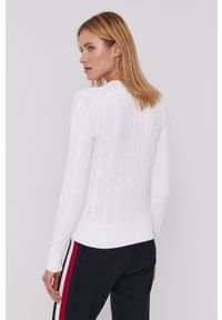 Polo Ralph Lauren Sweter 211792413001 damski kolor biały. Okazja: na co dzień. Typ kołnierza: polo. Kolor: biały. Długość rękawa: długi rękaw. Długość: długie. Wzór: ze splotem. Styl: casual #4