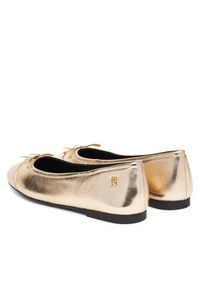 TOMMY HILFIGER - Tommy Hilfiger Baleriny Metallic Toe-Cap FW0FW08920 Złoty. Kolor: złoty. Materiał: skóra #4