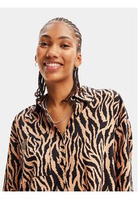 Desigual Bluzka 23WWBW35 Brązowy Regular Fit. Kolor: brązowy. Materiał: wiskoza