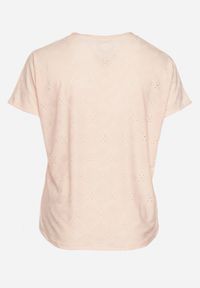 Born2be - Jasnoróżowy T-shirt z Ażurowym Wzorem Mleassa. Okazja: na co dzień. Kolor: różowy. Wzór: ażurowy. Styl: casual, elegancki #7
