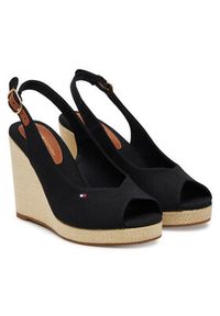 TOMMY HILFIGER - Tommy Hilfiger Espadryle Flag High Wedge Espad Slingback FW0FW08597 Czarny. Kolor: czarny. Materiał: materiał #4
