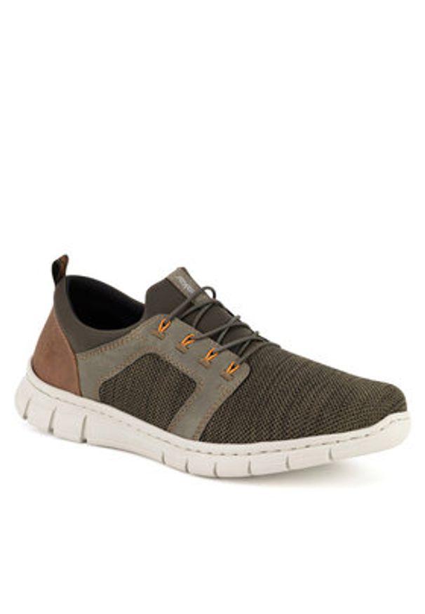 Rieker Półbuty B7796-54 Khaki. Kolor: brązowy. Materiał: materiał