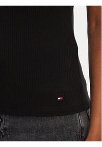 TOMMY HILFIGER - Tommy Hilfiger T-Shirt WW0WW45731 Czarny Slim Fit. Kolor: czarny. Materiał: wiskoza #4