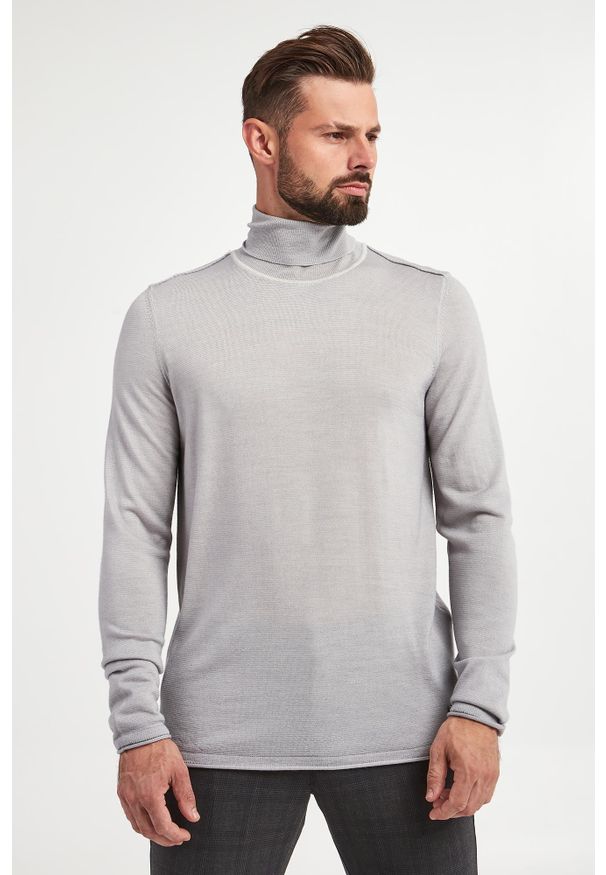 JOOP! Jeans - Sweter męski z golfem wełniany Lollor JOOP! JEANS. Typ kołnierza: golf. Materiał: wełna