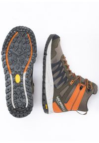 Buty trekkingowe męskie zielone Merrell Nova Sneaker Boot Wp. Zapięcie: sznurówki. Kolor: zielony. Materiał: materiał, tkanina, polar, skóra. Sezon: zima