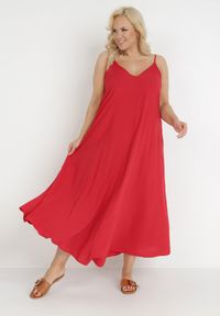 Born2be - Czerwona Sukienka z Wiskozy Galope. Kolor: czerwony. Materiał: wiskoza. Długość rękawa: na ramiączkach. Wzór: jednolity, gładki. Sezon: lato. Długość: maxi #5
