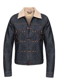 Wrangler - KURTKA ZIMOWA WRANGLER SHERPA DRY W498D1041. Materiał: jeans, denim. Sezon: zima. Styl: klasyczny #1