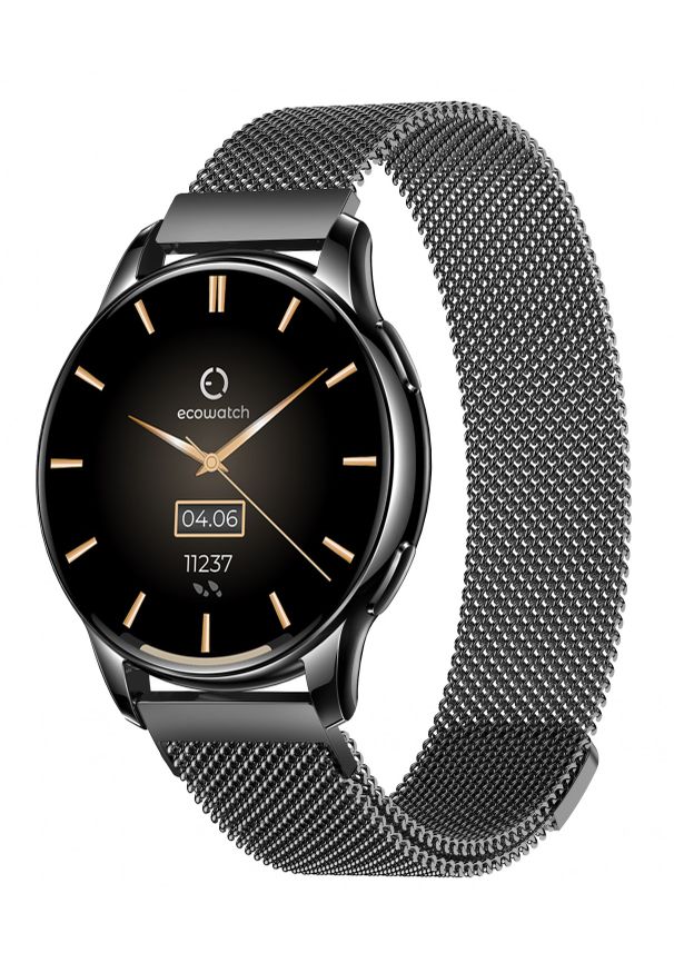 Maxcom Ecowatch 3 czarny. Rodzaj zegarka: smartwatch. Kolor: czarny. Materiał: mesh. Styl: sportowy, casual, klasyczny, elegancki