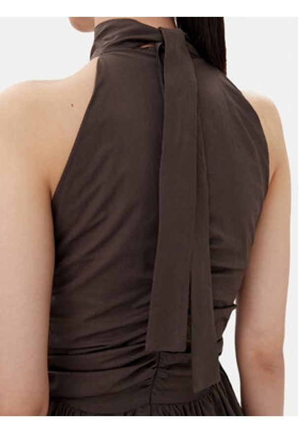 ViCOLO Sukienka koktajlowa TD0606 Brązowy Regular Fit. Kolor: brązowy. Materiał: bawełna. Styl: wizytowy