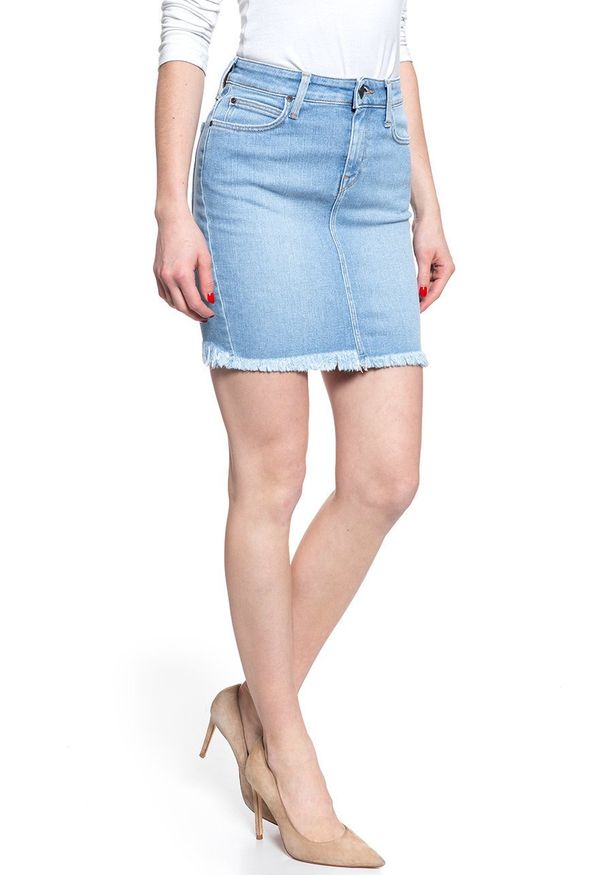 Lee - SPÓDNICA JEANSOWA LEE MID SKIRT FLIGHT L38JROKR 112108239. Materiał: jeans. Wzór: aplikacja, kolorowy, gładki. Sezon: jesień, lato, zima. Styl: elegancki