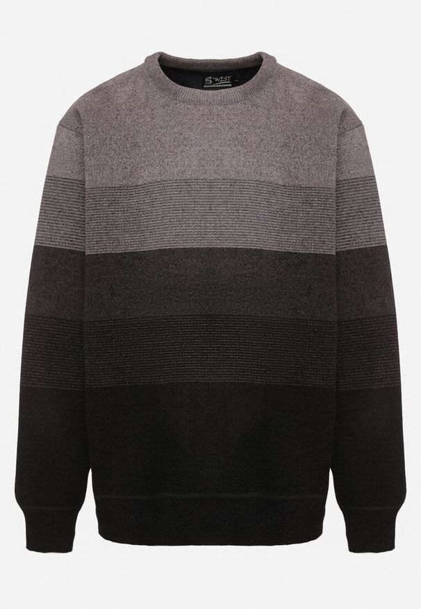 Born2be - Jasnoszary Sweter z Wełną w Paski Ettarine. Okazja: na co dzień. Kolekcja: plus size. Kolor: szary. Materiał: wełna. Wzór: paski. Styl: klasyczny, casual, elegancki