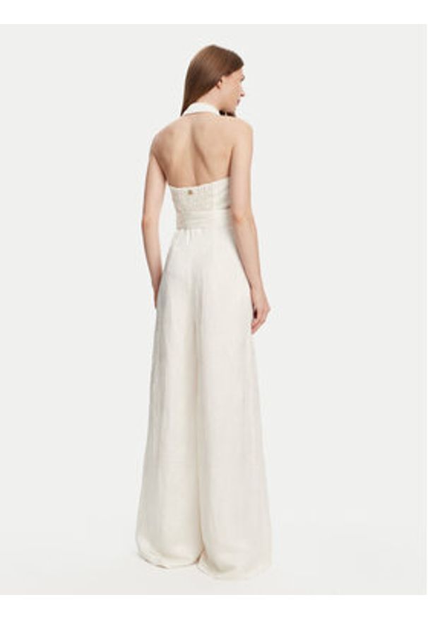 TwinSet - TWINSET Kombinezon 251TT2170 Écru Wide Leg. Materiał: len, wiskoza