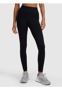 4f - 4F Legginsy treningowe bezszwowe damskie - czarne XS/S. Stan: podwyższony. Kolor: czarny. Materiał: materiał, elastan, syntetyk, dzianina, włókno. Wzór: ze splotem, gładki. Sport: fitness