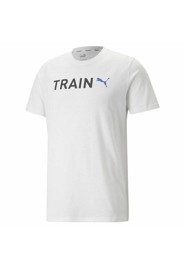 Puma - Koszulka fitness męska PUMA Graphic Tee Training. Kolor: niebieski, biały, wielokolorowy. Długość rękawa: krótki rękaw. Długość: krótkie. Sport: fitness