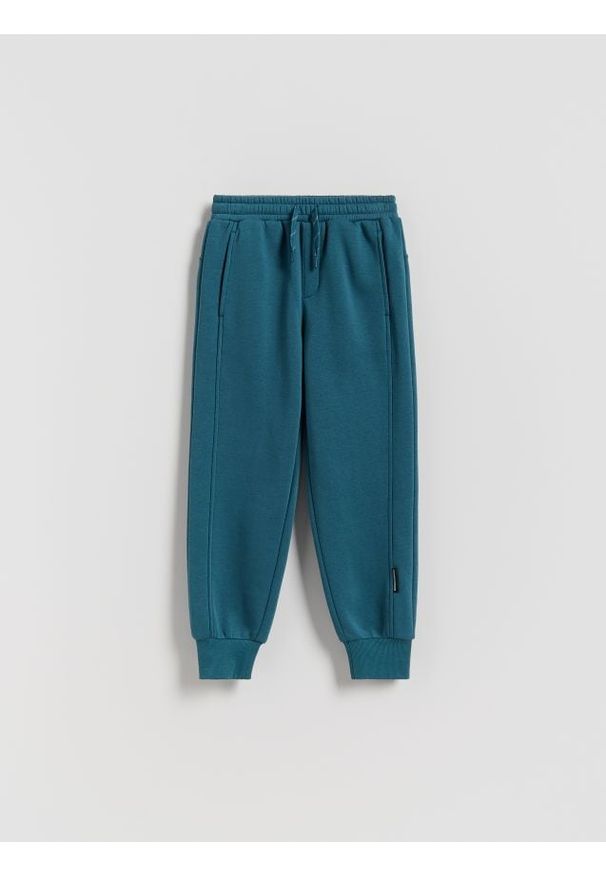 Reserved - Bawełniane joggery z meszkiem - ciemny turkus. Materiał: bawełna