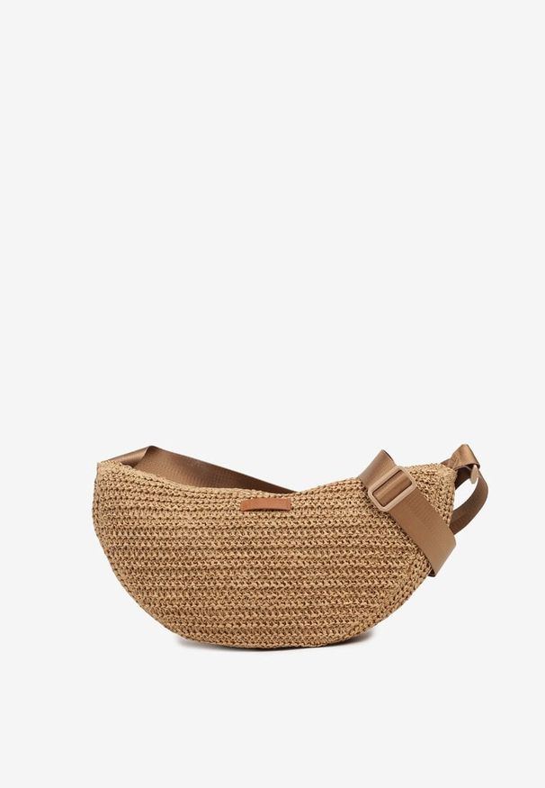 Born2be - Ciemnobeżowa Pleciona Torebka Typu Listonoszka Galivana. Kolor: beżowy. Styl: elegancki, casual