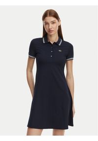 Lacoste Sukienka codzienna EF5288 Granatowy Regular Fit. Okazja: na co dzień. Kolor: niebieski. Materiał: bawełna. Typ sukienki: proste. Styl: casual #1