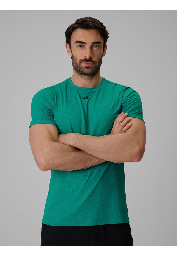 4f - 4F Koszulka treningowa regular szybkoschnąca męska - zielona XL. Kolor: zielony. Materiał: materiał, włókno. Sport: fitness
