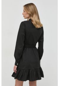 MICHAEL Michael Kors sukienka kolor czarny mini rozkloszowana. Kolor: czarny. Materiał: bawełna, tkanina. Długość rękawa: długi rękaw. Długość: mini