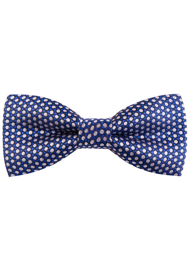Modini - Niebieska mucha w białe kropki C13. Kolor: niebieski, biały, wielokolorowy. Materiał: tkanina, poliester. Wzór: kropki. Styl: elegancki
