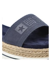 Big-Star - Granatowe Sandały Big Star Wygodne Buty Damskie. Okazja: na co dzień, na spacer. Zapięcie: pasek. Kolor: niebieski. Materiał: skóra ekologiczna, materiał. Szerokość cholewki: normalna. Wzór: paski. Sezon: lato. Styl: casual, sportowy, boho #5