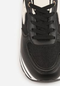 Born2be - Czarne Sneakersy na Grubej Podeszwie z Perforacją i Tweedowymi Wstawkami Idaphyphe. Okazja: na co dzień. Kolor: czarny. Materiał: jeans #9