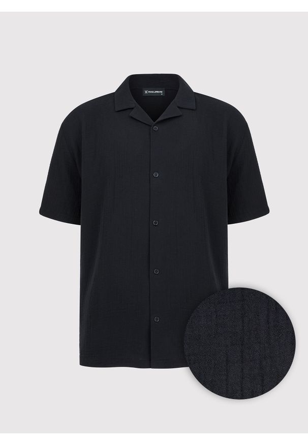 Pako Lorente - Bawełniana koszula męska w kolorze czarnym. Okazja: na co dzień. Kolor: czarny. Materiał: bawełna. Długość rękawa: krótki rękaw. Długość: krótkie. Sezon: lato. Styl: casual