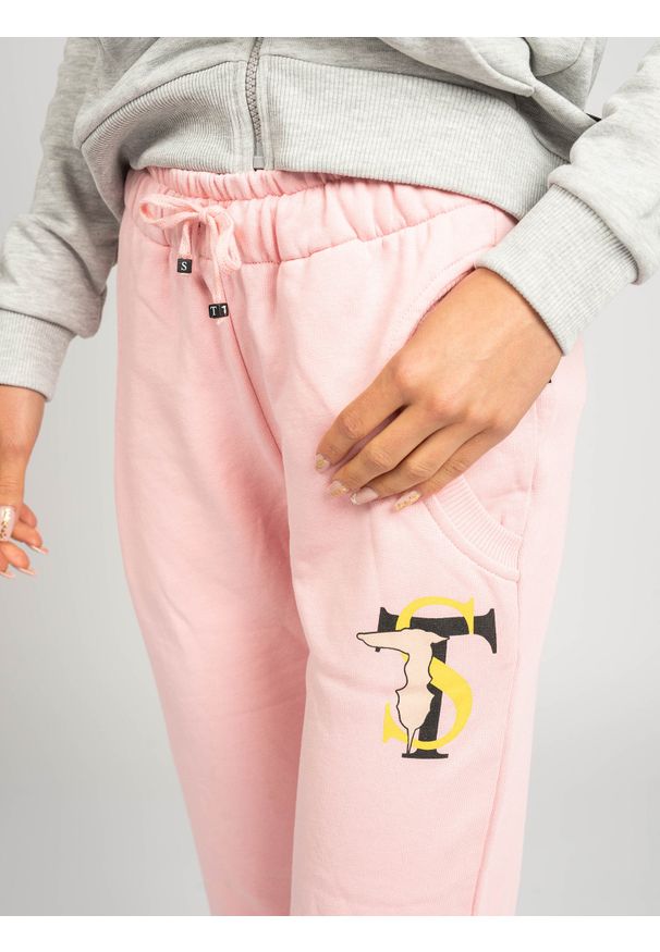 Trussardi Jeans - Trussardi Sport Spodnie | 44P00010 1T000657 | Kobieta | Różowy. Kolor: różowy. Materiał: bawełna. Wzór: nadruk. Styl: sportowy