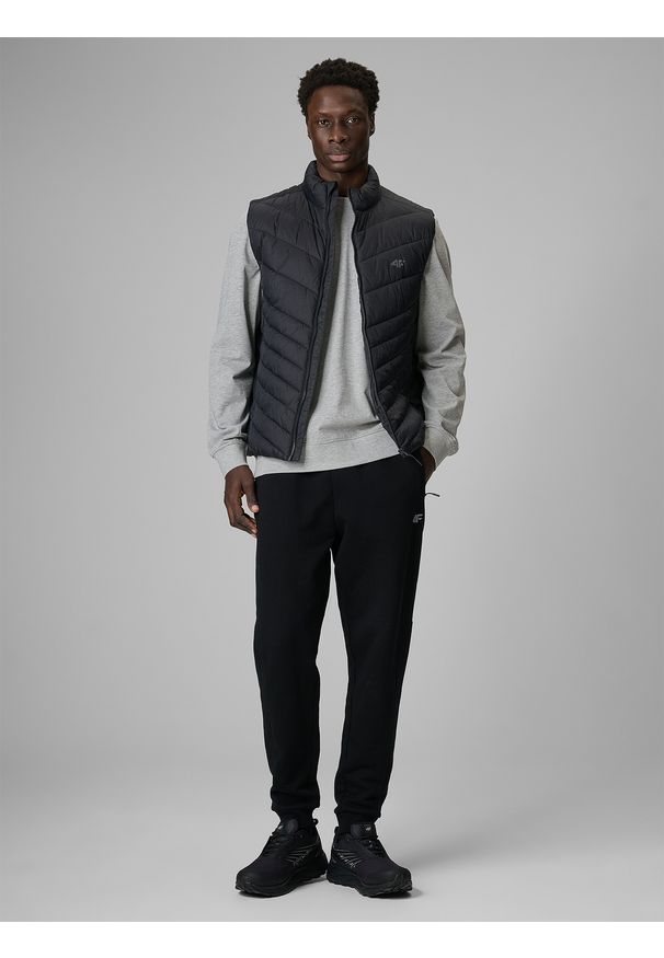 4f - 4F Longsleeve regular gładki męski - szary S. Okazja: na co dzień. Kolor: szary. Materiał: materiał. Długość rękawa: długi rękaw. Wzór: gładki. Styl: casual