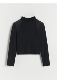 Reserved - Bluzka z przezroczystymI wstawkami - czarny. Kolor: czarny. Materiał: wiskoza #1