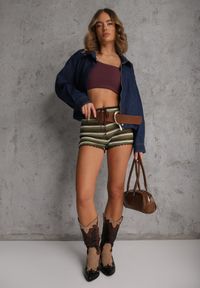 Renee - Niebieska Przejściowa Kurtka Jeansowa Balloon z Bawełny z Kołnierzykiem Abijena. Kolor: niebieski. Materiał: bawełna, jeans. Wzór: koronka. Styl: elegancki, wizytowy #3