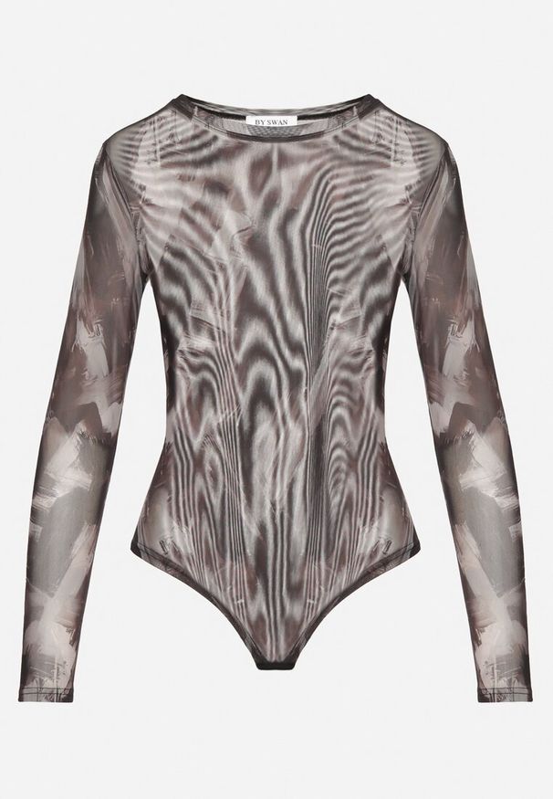 Born2be - Brązowe Dopasowane Body Longsleeve z Siateczkowego Materiału z Wiskozą Listaria. Okazja: na co dzień. Kolor: brązowy. Materiał: materiał, wiskoza. Długość rękawa: długi rękaw. Długość: długie. Styl: sportowy, elegancki, casual