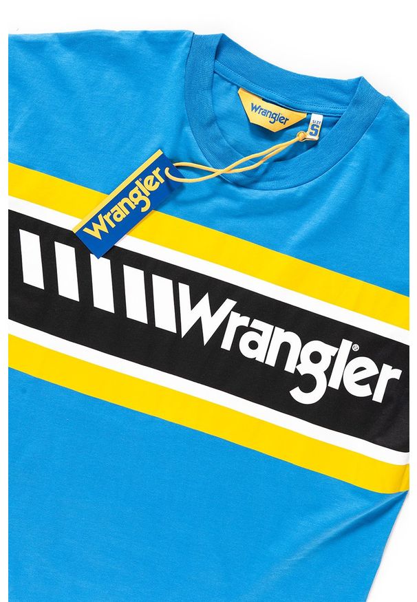 Wrangler - WRANGLER T SHIRT B&Y OVERSIZED T MEDITERRANEAN BLUE W7C44GHBR 112131691. Wzór: nadruk. Sezon: lato. Styl: retro