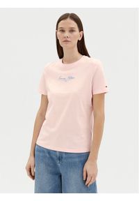 TOMMY HILFIGER - Tommy Hilfiger T-Shirt WW0WW45428 Różowy Regular Fit. Kolor: różowy. Materiał: bawełna #1