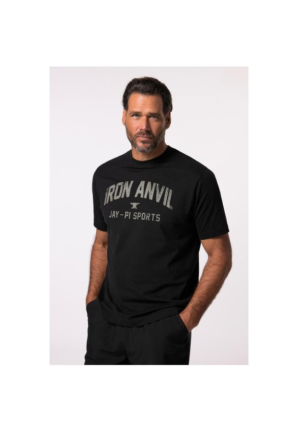 JAY-PI - Męski T-shirt Iron Anvil fitness rękaw 1/2. Kolekcja: plus size. Kolor: czarny. Materiał: bawełna, materiał. Sport: fitness