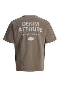 Jack & Jones T-Shirt Edover 12288005 Brązowy Regular Fit. Kolor: brązowy. Materiał: bawełna #5