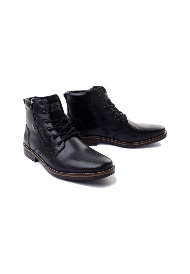 Rieker - RIEKER TEX 33212-00 black, trzewiki męskie. Zapięcie: zamek. Kolor: czarny. Materiał: skóra. Szerokość cholewki: normalna