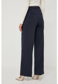 BOSS spodnie damskie kolor granatowy proste high waist. Okazja: na co dzień. Stan: podwyższony. Kolor: niebieski. Styl: casual #2