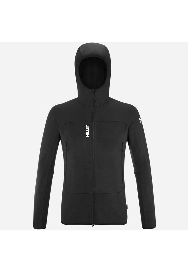 Bluza turystyczna męska Millet Fusion Grid Hoodie active fit POLARTEC Powergrid. Kolor: czarny. Materiał: tkanina. Sport: turystyka piesza