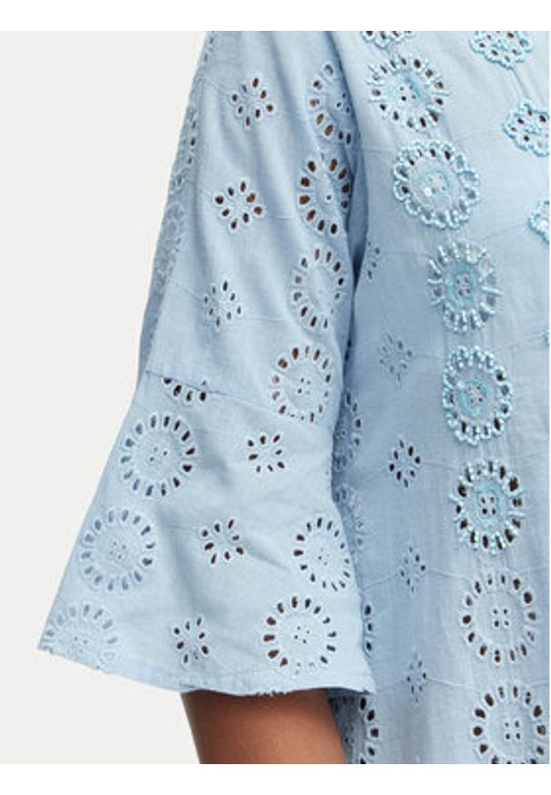 Iconique Sukienka koszulowa IC25-006 Niebieski Relaxed Fit. Kolor: niebieski. Materiał: bawełna. Typ sukienki: koszulowe